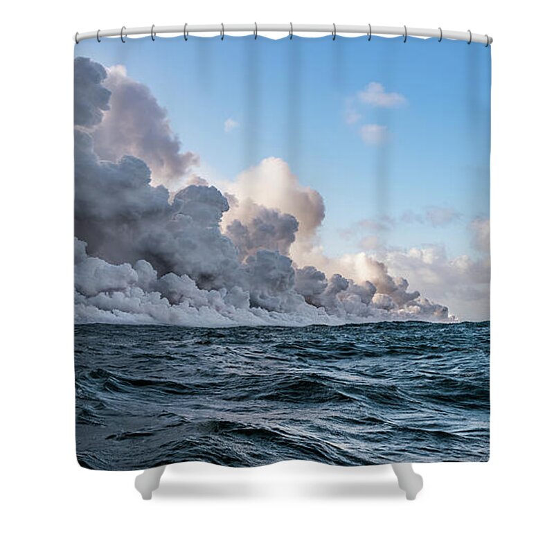 Lava Shower Curtain featuring the photograph Where Fire Meets The Sea by William Dickman