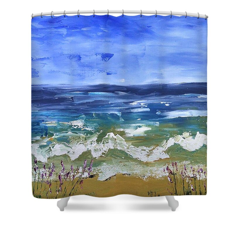 Beach Shower Curtain featuring the painting Where you want to be by Helian Cornwell