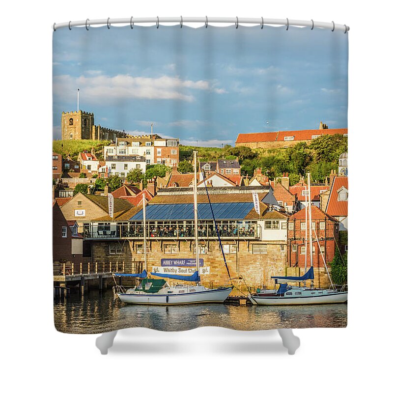 North Yorkshire Shower Curtain featuring the photograph Whitby harbour, Yorkshire by David Ross