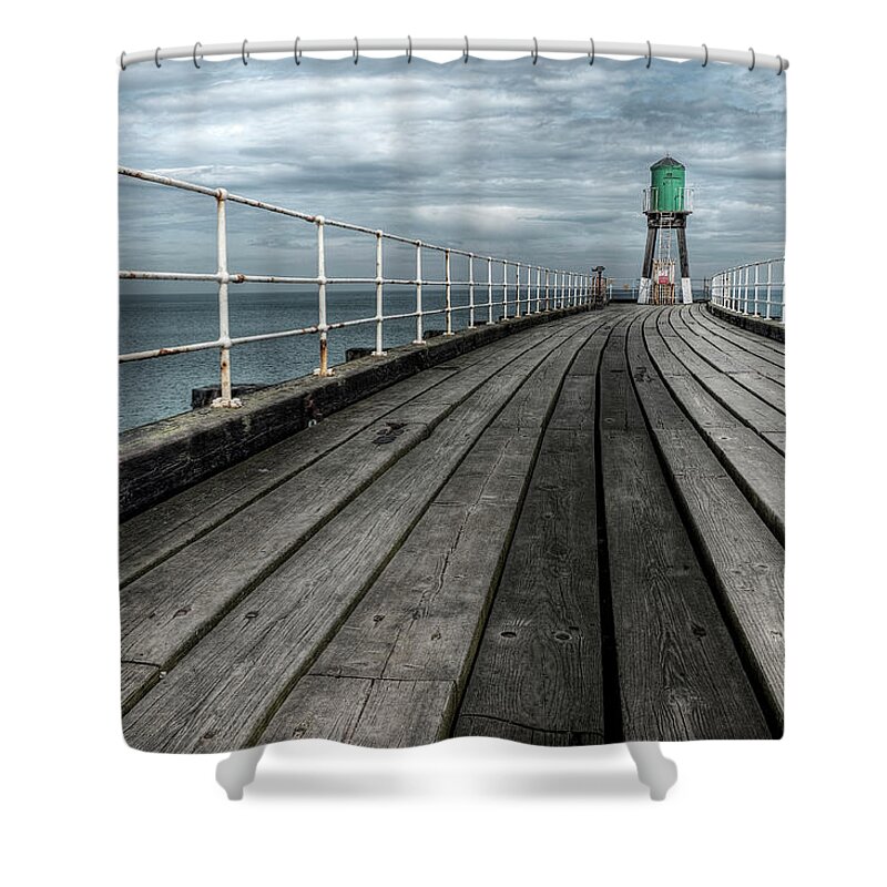 Tranquility Shower Curtain featuring the photograph Whitby Pier by Dominik Staszowski