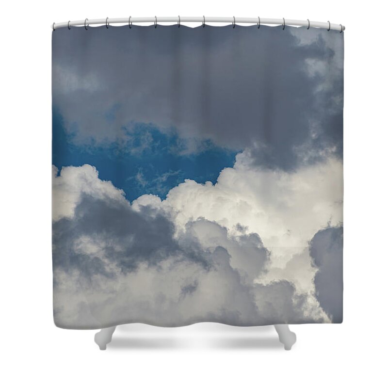 White Shower Curtain featuring the photograph White and Gray Clouds by Douglas Killourie