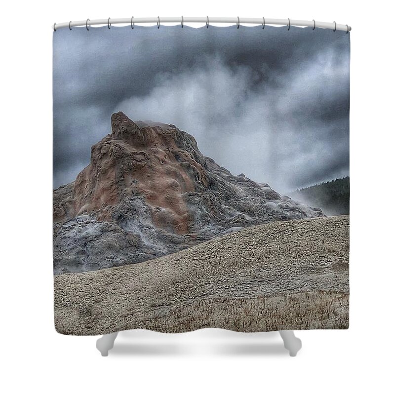 White Dome Geyser Shower Curtain featuring the photograph White Dome Geyser by Bonnie Bruno