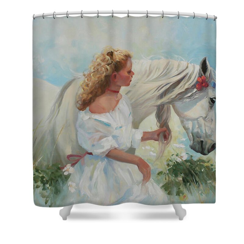 Figurative Art Shower Curtain featuring the painting White Velvet by Carolyne Hawley
