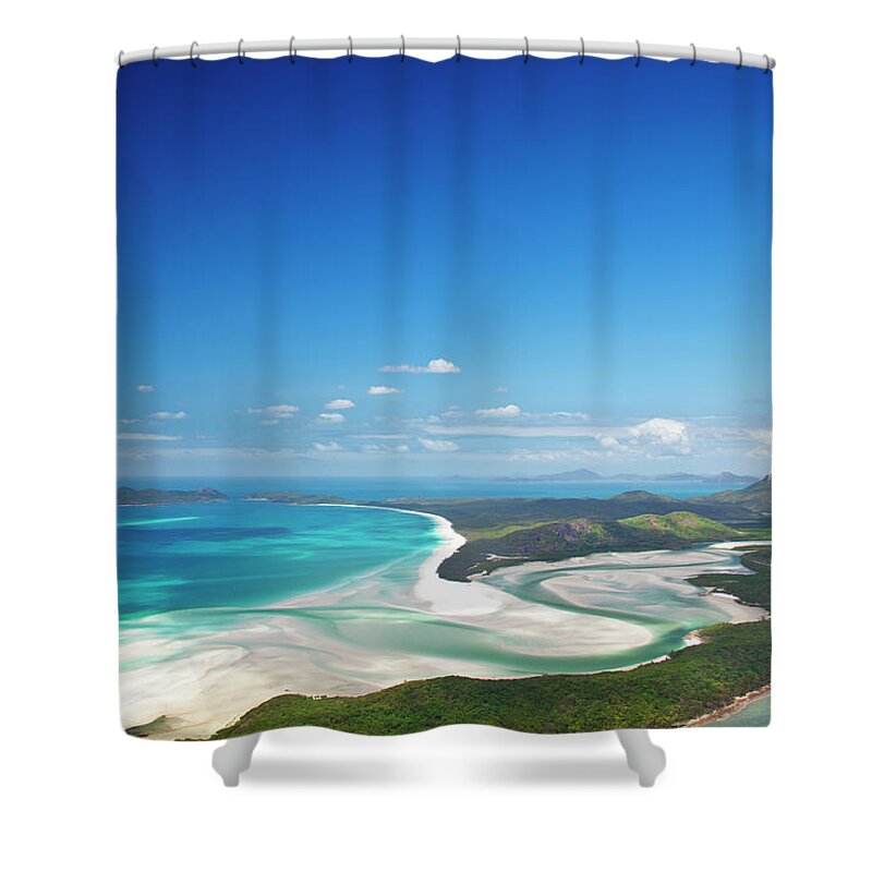 Scenics Shower Curtain featuring the photograph Whitehaven Beach And Hill Inlet by Aaron Foster