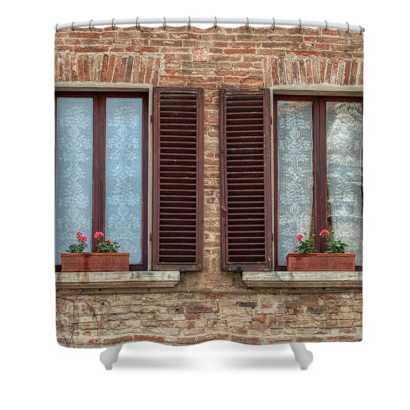 Tuscany Shower Curtain featuring the photograph Window Flowers of Tuscany by David Letts