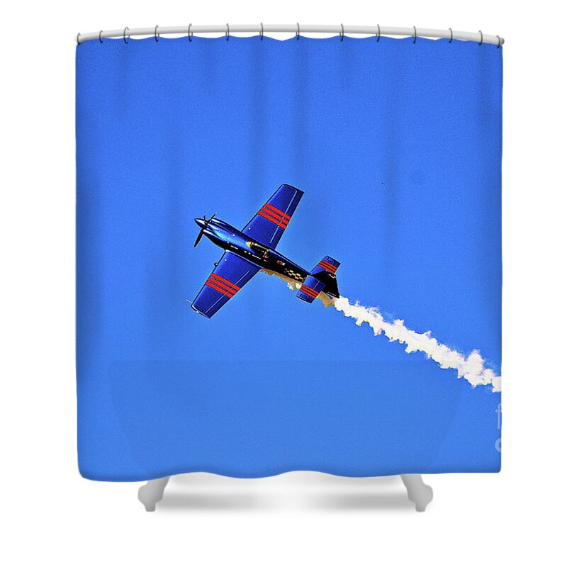 Stunt Plane Shower Curtain featuring the photograph Wild Blue Yonder by La Dolce Vita
