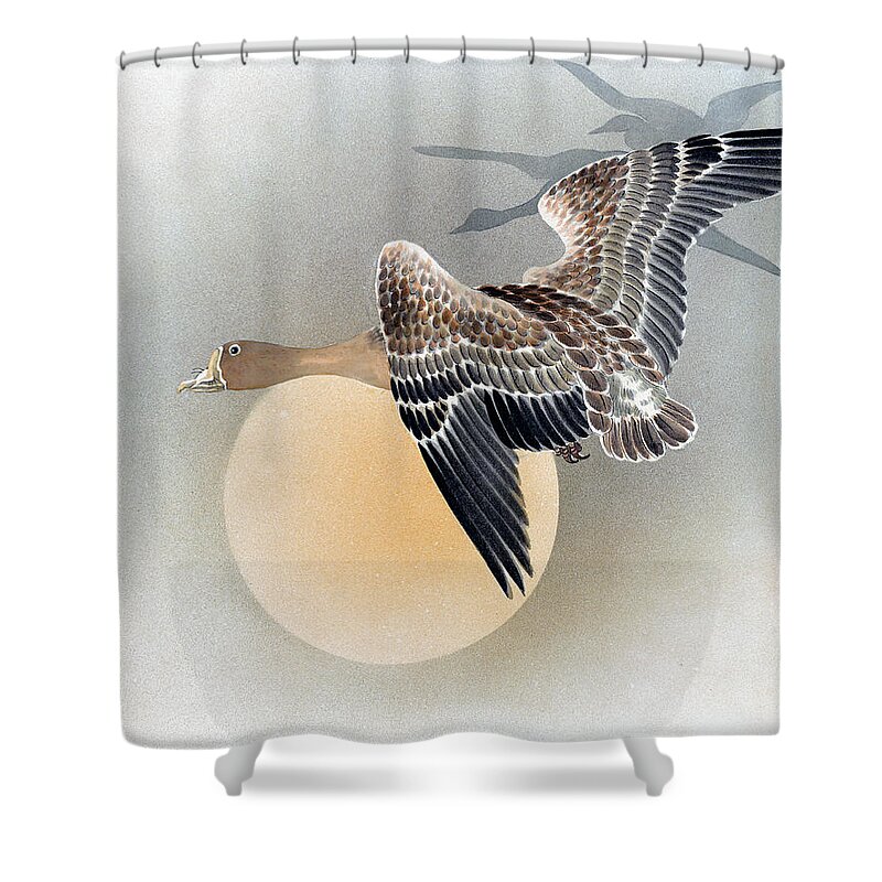 Shuko Shower Curtain featuring the painting Wild Geese by Shuko