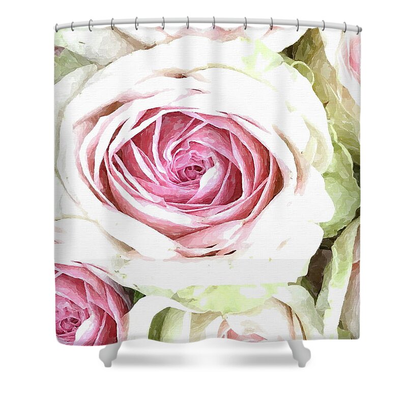 Pink Roses Shower Curtain featuring the photograph Wild Pink Roses by Andrea Kollo