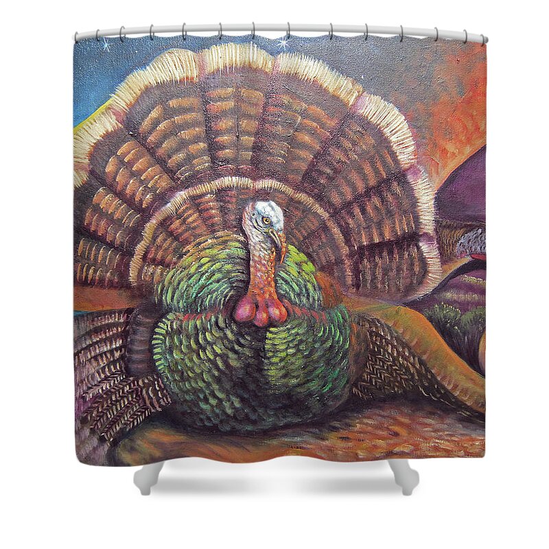 Turkey Shower Curtain featuring the painting Wild Turkey by Sherry Strong