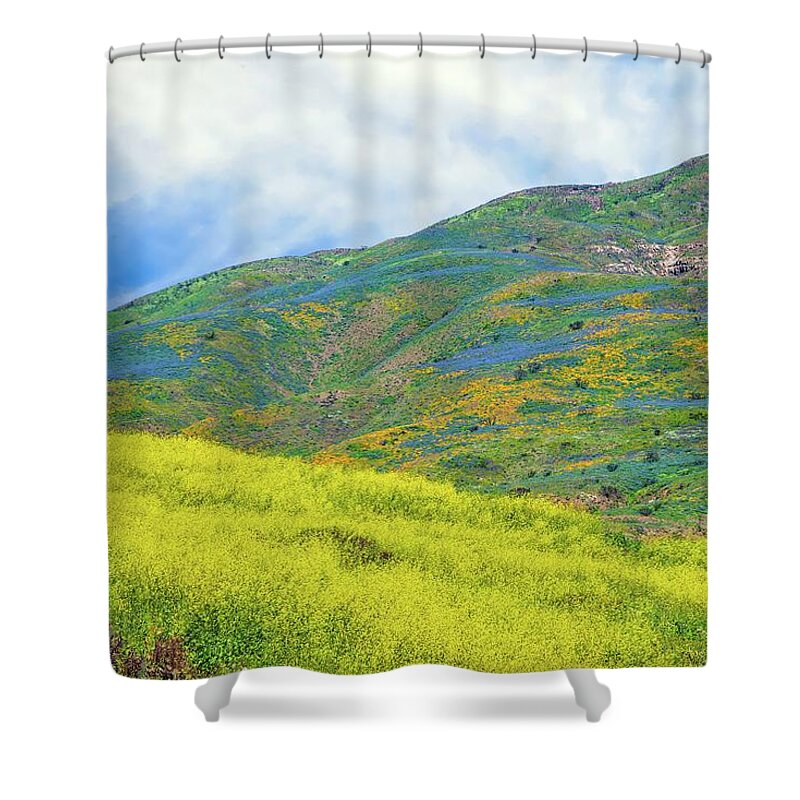 Superbloom Shower Curtain featuring the photograph Wildflower Hills of Malibu - Superbloom 2019 by Lynn Bauer