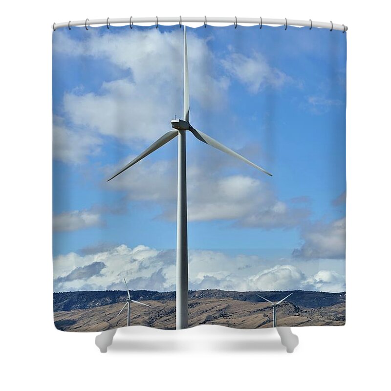 Environmental Conservation Shower Curtain featuring the photograph Wind Farm by Rivernorthphotography