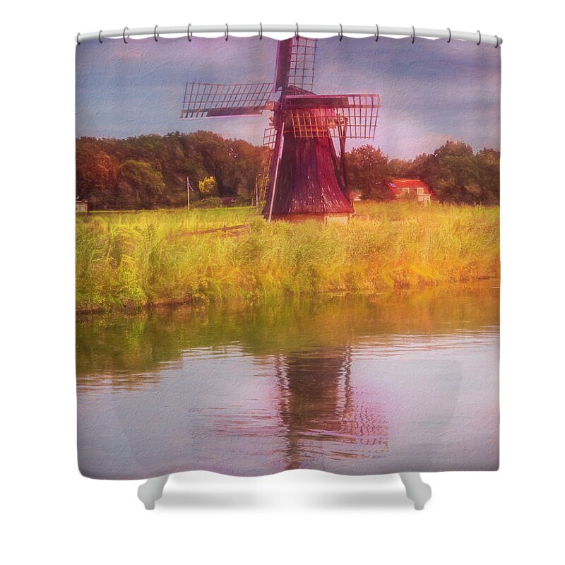 Barns Shower Curtain featuring the photograph Windmill in the Morning Painting by Debra and Dave Vanderlaan