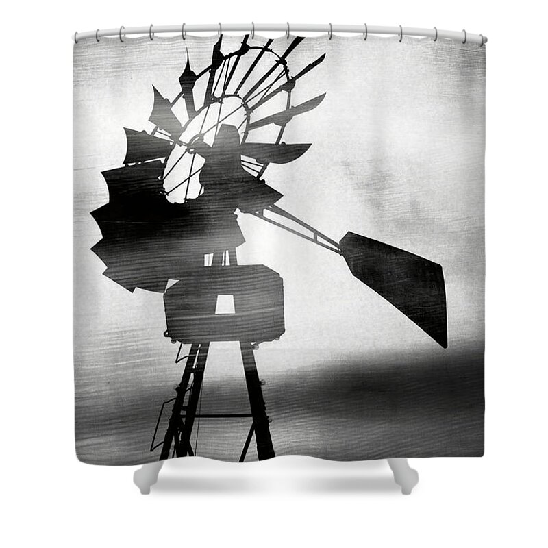 Windmill Shower Curtain featuring the mixed media Windmill In The Wind- Art by Linda Woods by Linda Woods