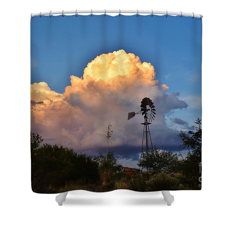 Cloud Shower Curtain featuring the photograph Windmill Ridge Sunset by Janet Marie