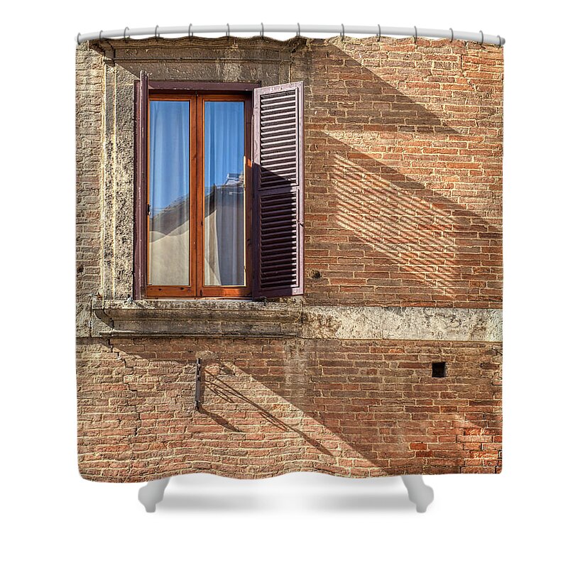 Tuscany Shower Curtain featuring the photograph Window Shutter Shadow of Tuscany by David Letts