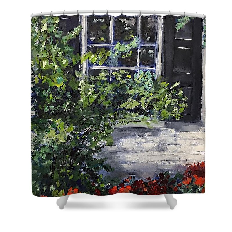 Melissa A. Torres Shower Curtain featuring the painting Window View by Melissa Torres