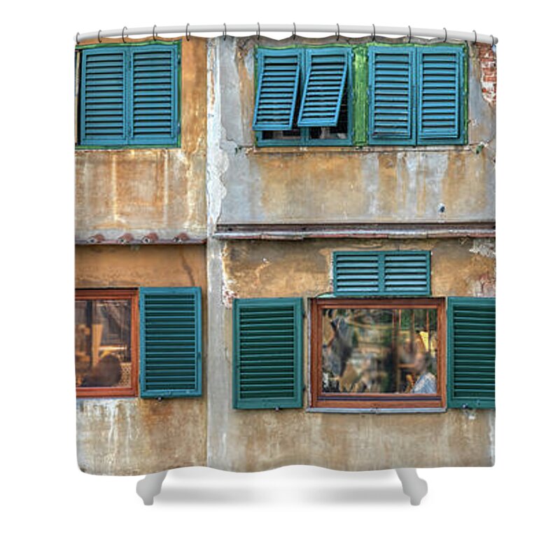 Bridge Shower Curtain featuring the photograph Windows of Ponte Vecchio by David Letts