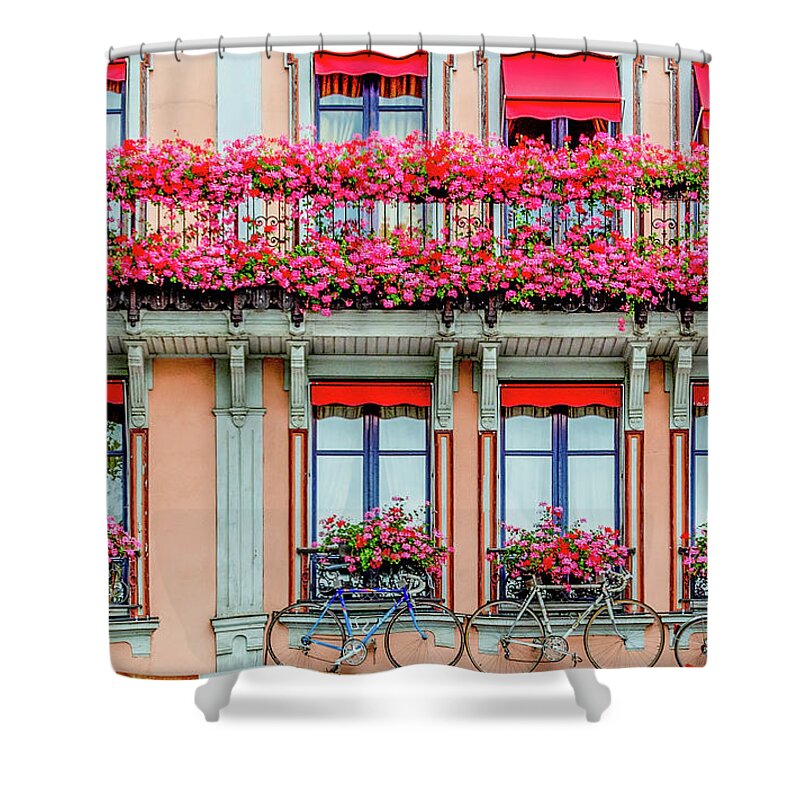 Troyes Shower Curtain featuring the photograph Windows of Troyes, France by Marcy Wielfaert