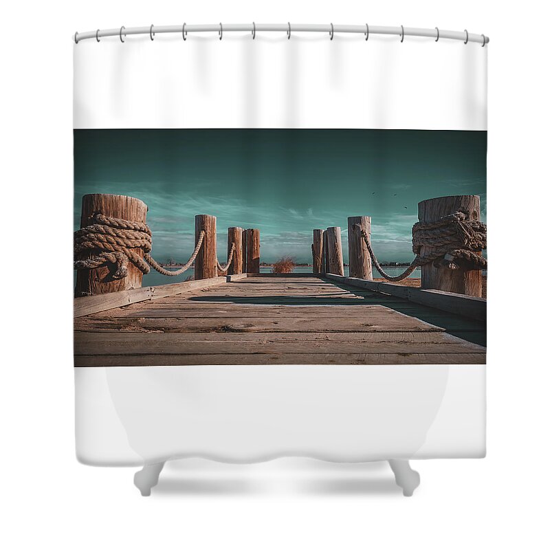 Windsor Shower Curtain featuring the photograph Windsor Lake Dock by Christopher Thomas