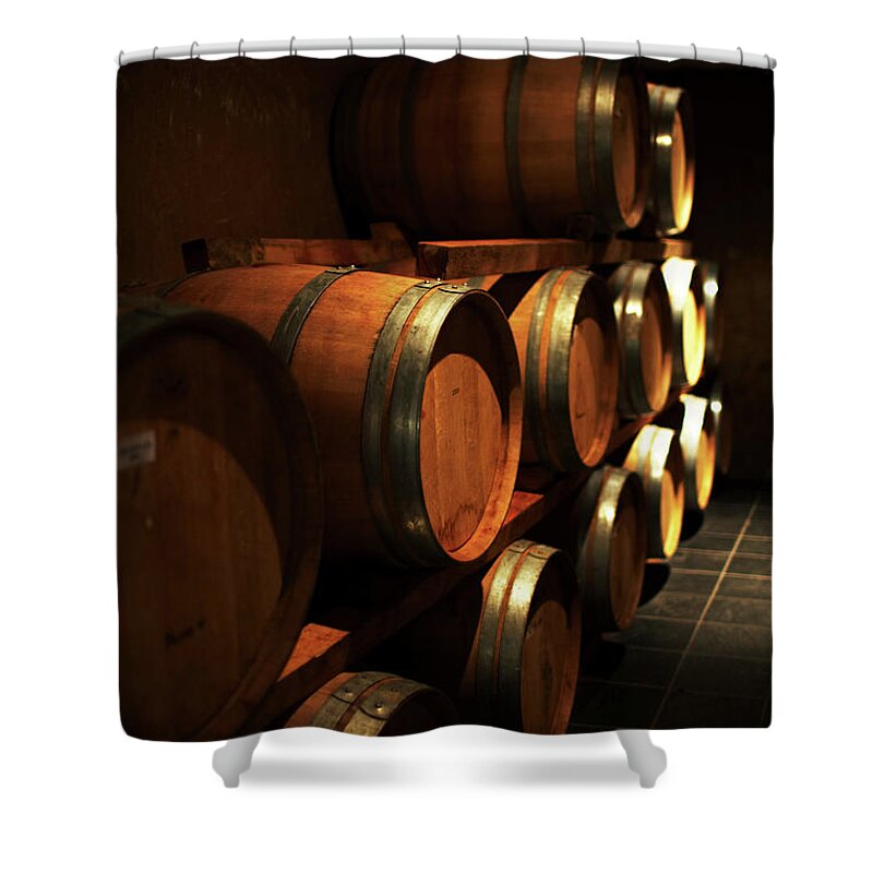 Alcohol Shower Curtain featuring the photograph Wine Casks by Rapideye