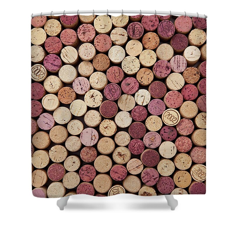 In A Row Shower Curtain featuring the photograph Wine Corks by Dem10
