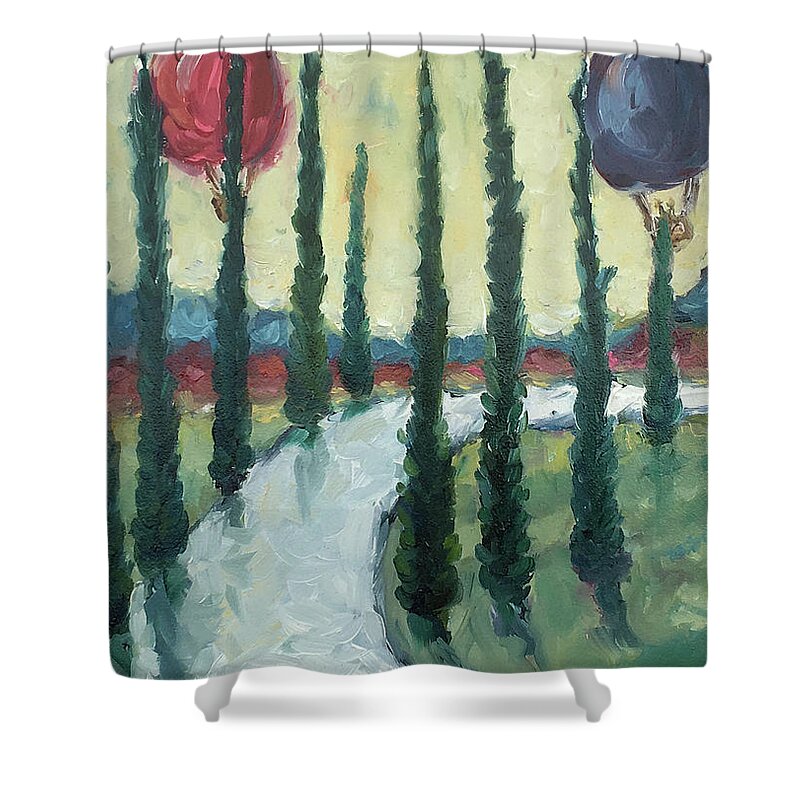 Wine Country Shower Curtain featuring the painting Wine Country Balloons by Roxy Rich