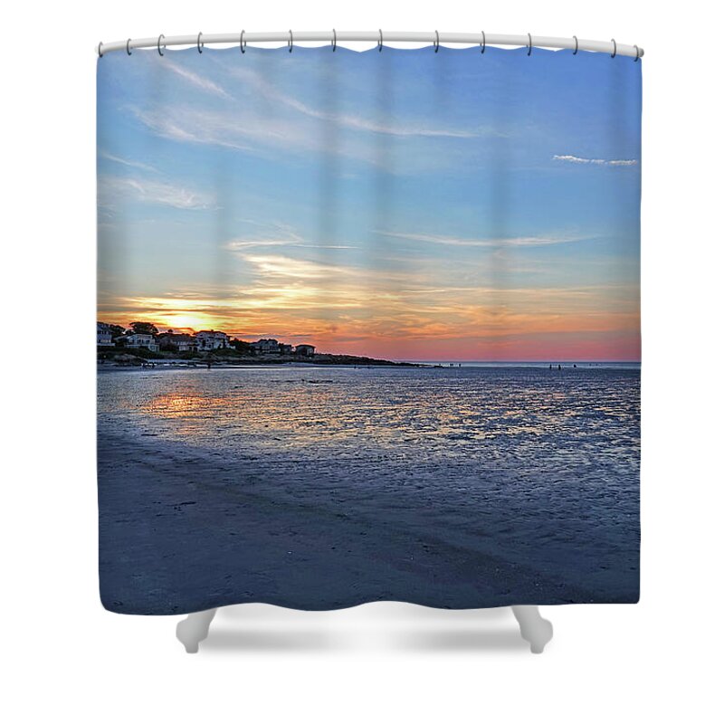 Wingaersheek Shower Curtain featuring the photograph Wingaersheek Beach Sunset Gloucester MA Pink Glow by Toby McGuire