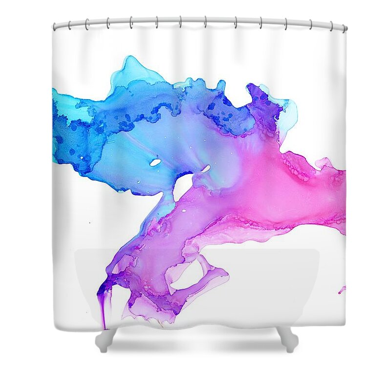 Abstract Shower Curtain featuring the painting Wings by Christy Sawyer