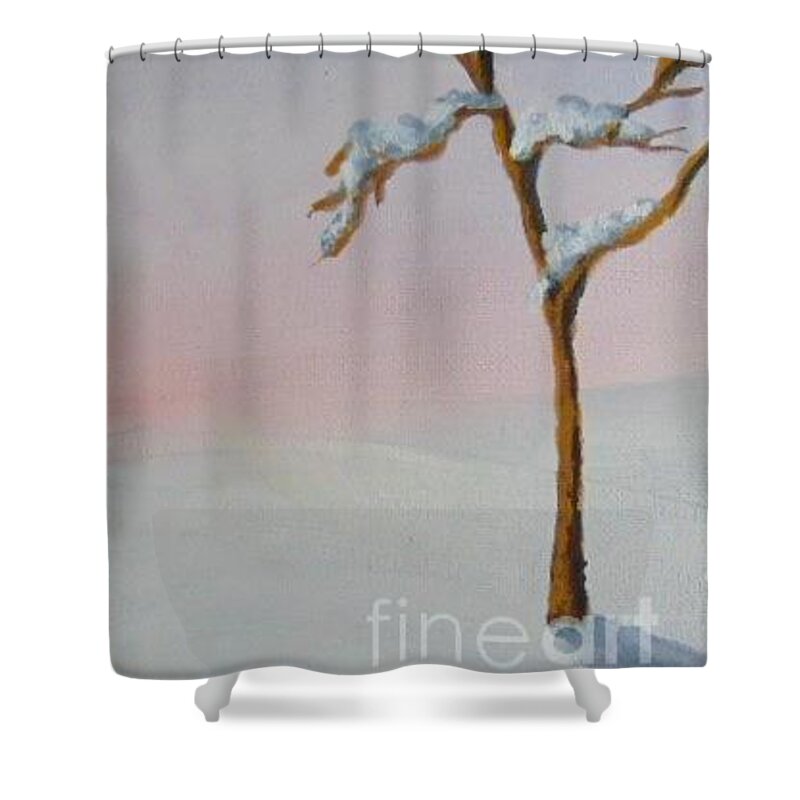 White Shower Curtain featuring the painting Winter Season by Saundra Johnson