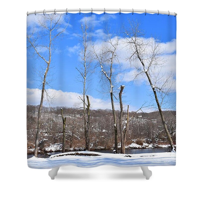 Derby Shower Curtain featuring the photograph Winter Trees Against the Sky by Nina Kindred