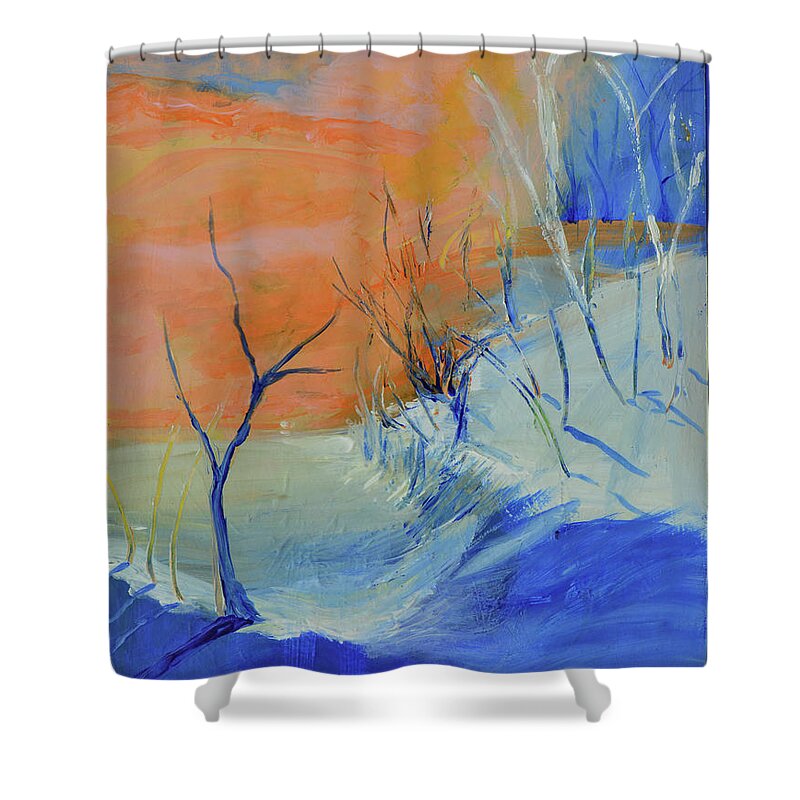 Winter Shower Curtain featuring the mixed media Winter's Dawn by Donna Blackhall