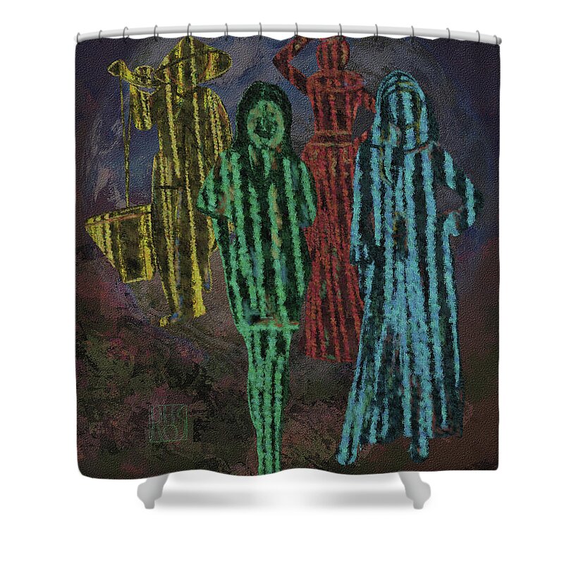 Earth Shower Curtain featuring the painting Woman of the World by Horst Rosenberger