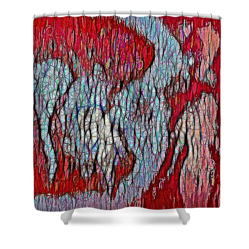 Modern Abstract Art Shower Curtain featuring the digital art Women - The Incubators Of Life by Joan Stratton