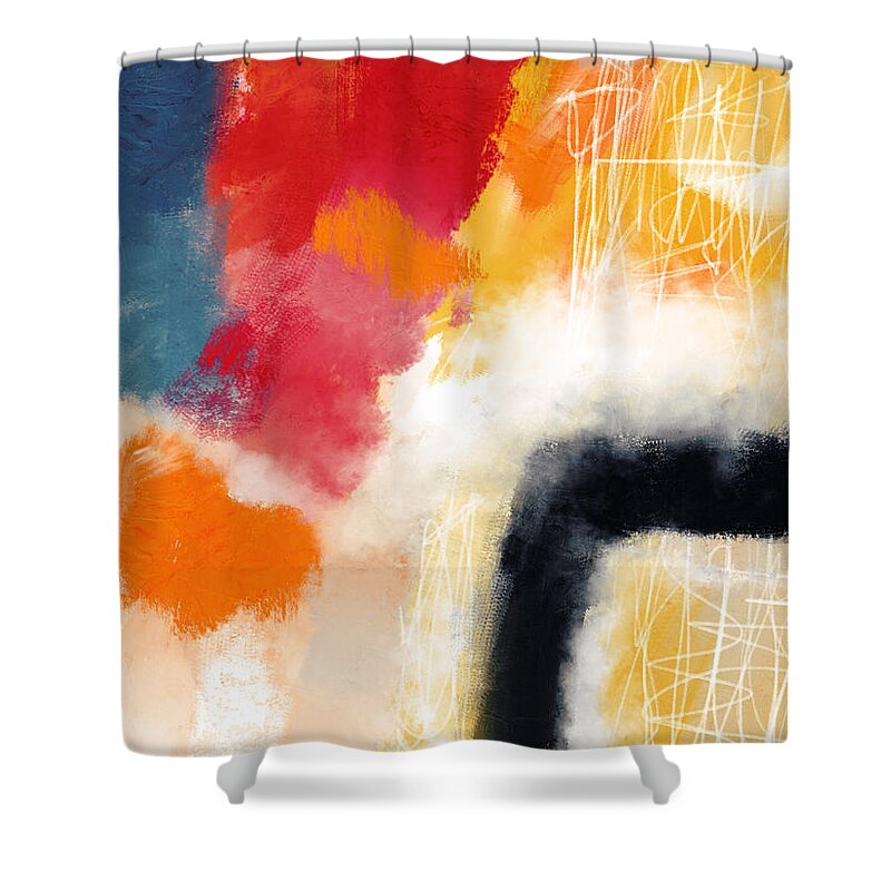 Abstract Shower Curtain featuring the mixed media Wonderland 4- Art by Linda Woods by Linda Woods