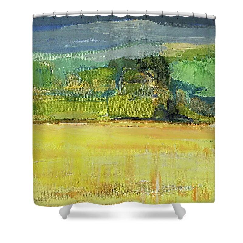 Feng Shui Shower Curtain featuring the painting Wood Feng Shui SE by Carla Dreams