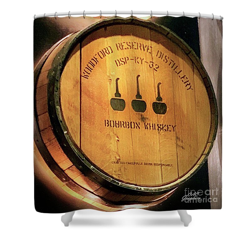Woodford Reserve Shower Curtain featuring the digital art Woodford Reserve Barrel by CAC Graphics