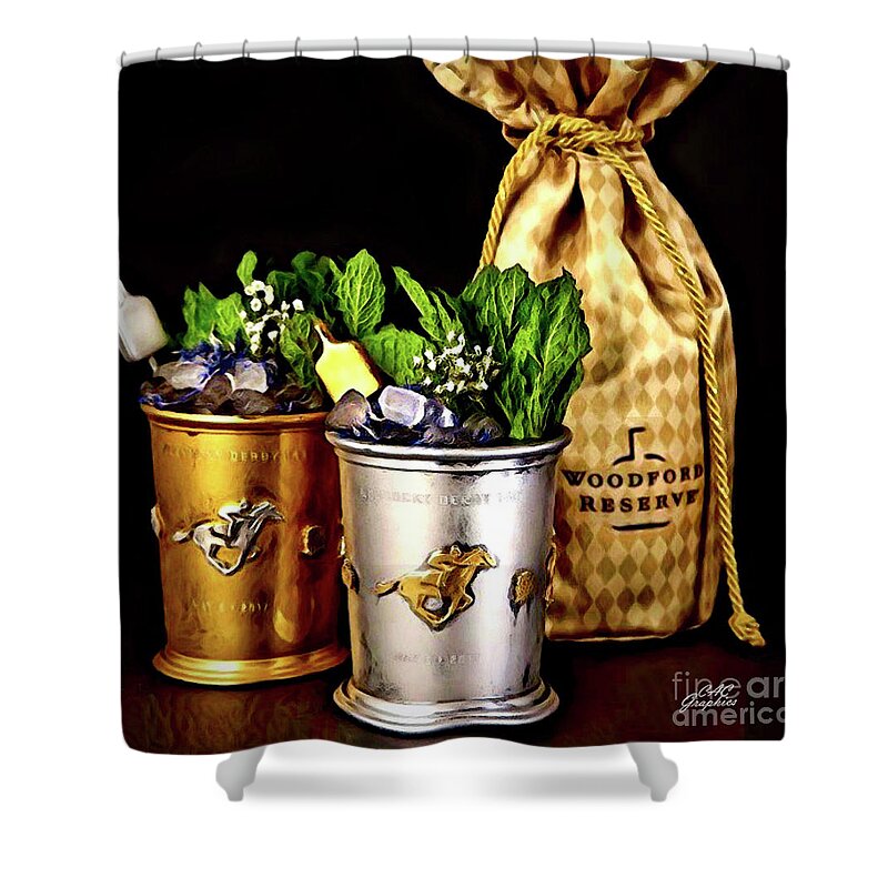 Cocktail Shower Curtain featuring the digital art Woodford Reserve Mint Julep by CAC Graphics
