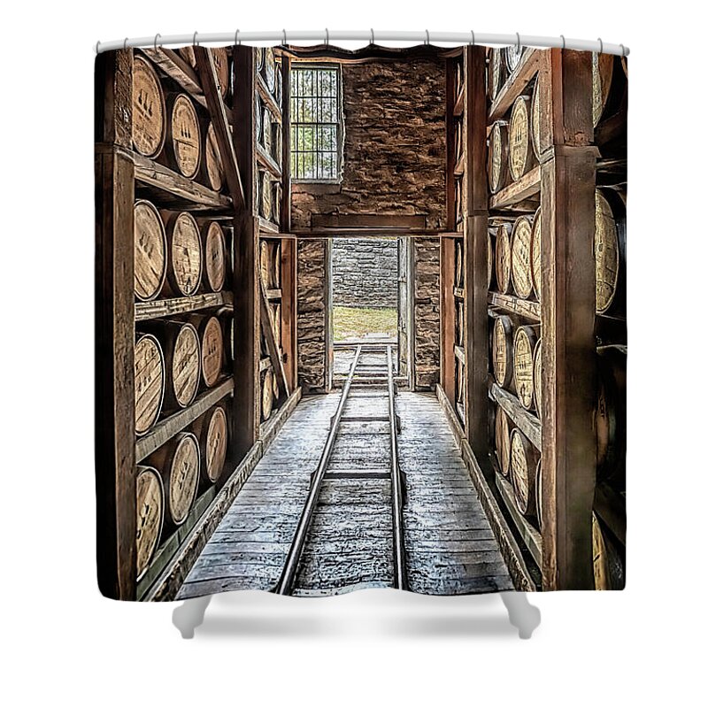 Woodford Reserve Shower Curtain featuring the photograph Woodford Reserve Rickhouse by Susan Rissi Tregoning