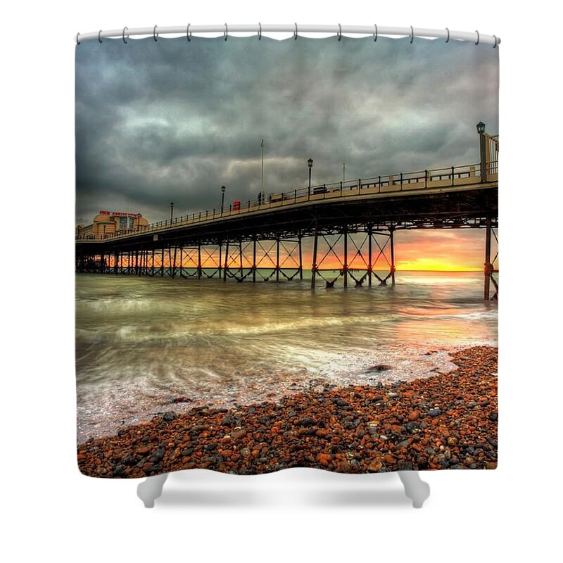 Tranquility Shower Curtain featuring the photograph Worthing Pier Sunset by Tim Stocker Photography