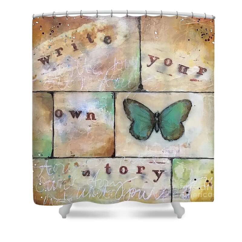 Butterfly Collage Shower Curtain featuring the painting Butterfly wall art #1 by Diane Fujimoto