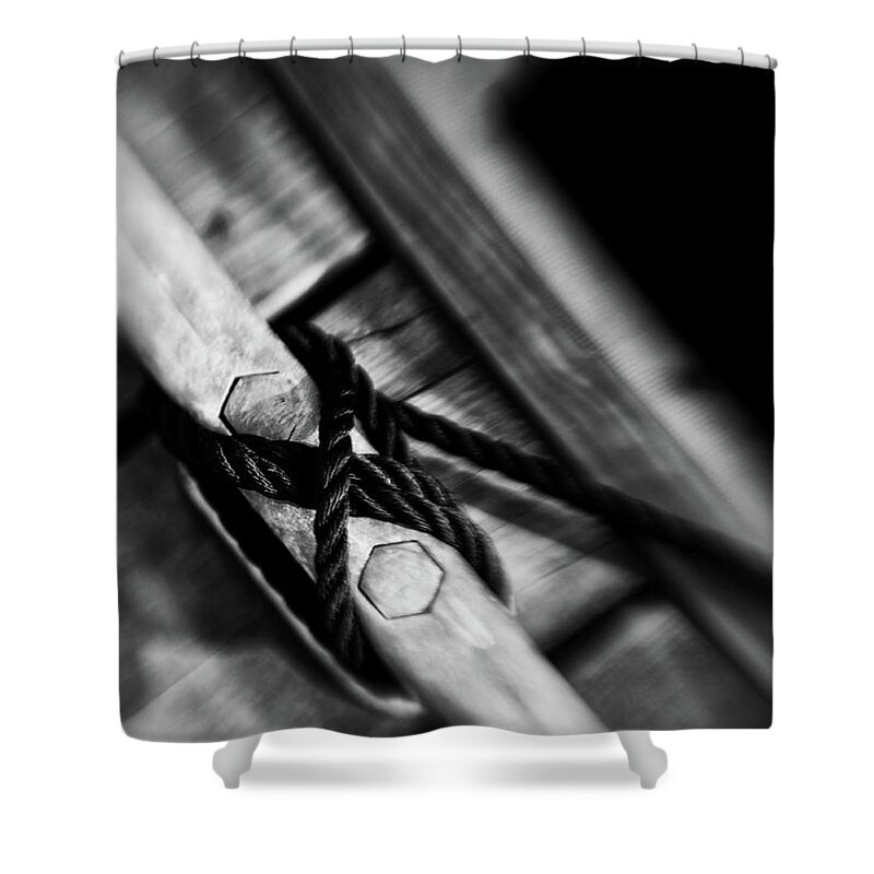 Rope Shower Curtain featuring the photograph X Marks the Spot by Marianne Campolongo