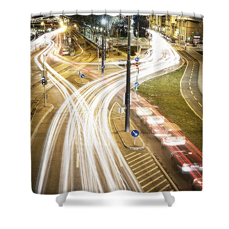 Built Structure Shower Curtain featuring the photograph Y - Budapest Lights by By Balázs Németh