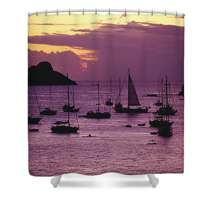 Sailboat Shower Curtain featuring the photograph Yachts On The Caribbean Sea & Les Gros by Richard I'anson