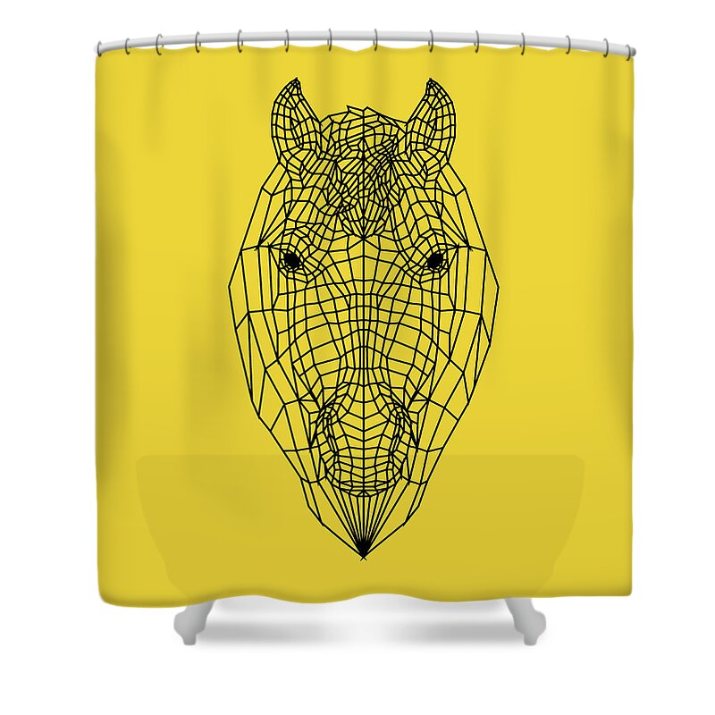 Horse Shower Curtain featuring the digital art Yellow Horse by Naxart Studio