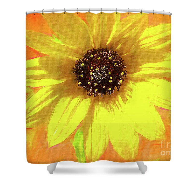 Mona Stut Shower Curtain featuring the digital art Yellow Sunshiny Visions of Spring by Mona Stut