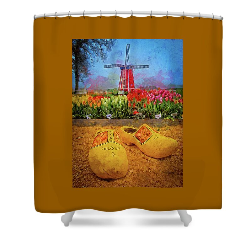 Floral Wall Art Shower Curtain featuring the photograph Yellow Wooden Shoes by Thom Zehrfeld