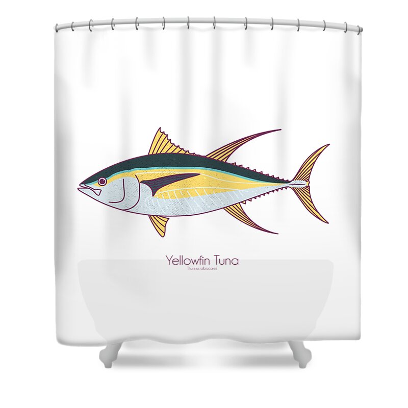 Yellowfin Tuna Shower Curtain featuring the digital art Yellowfin Tuna by Kevin Putman