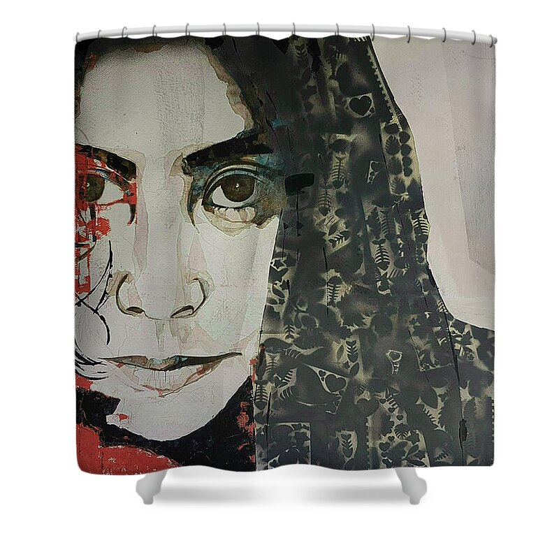 Yoko Shower Curtain featuring the painting Yoko Ono by Paul Lovering