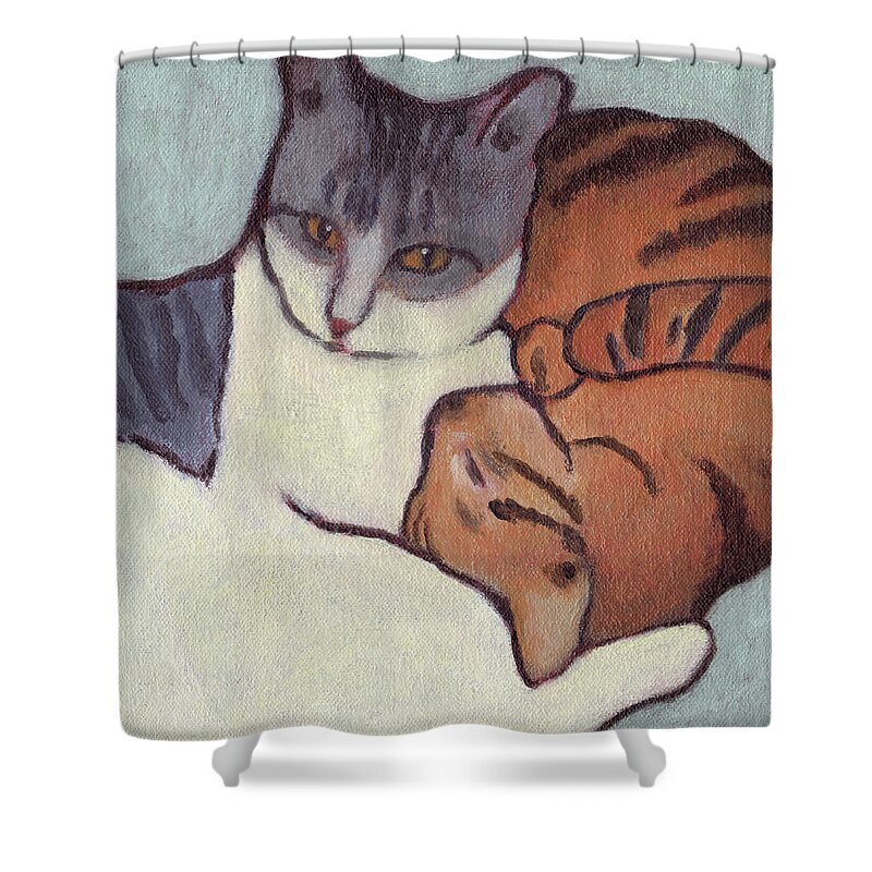 You And Me Shower Curtain featuring the painting You and Me by Kazumi Whitemoon
