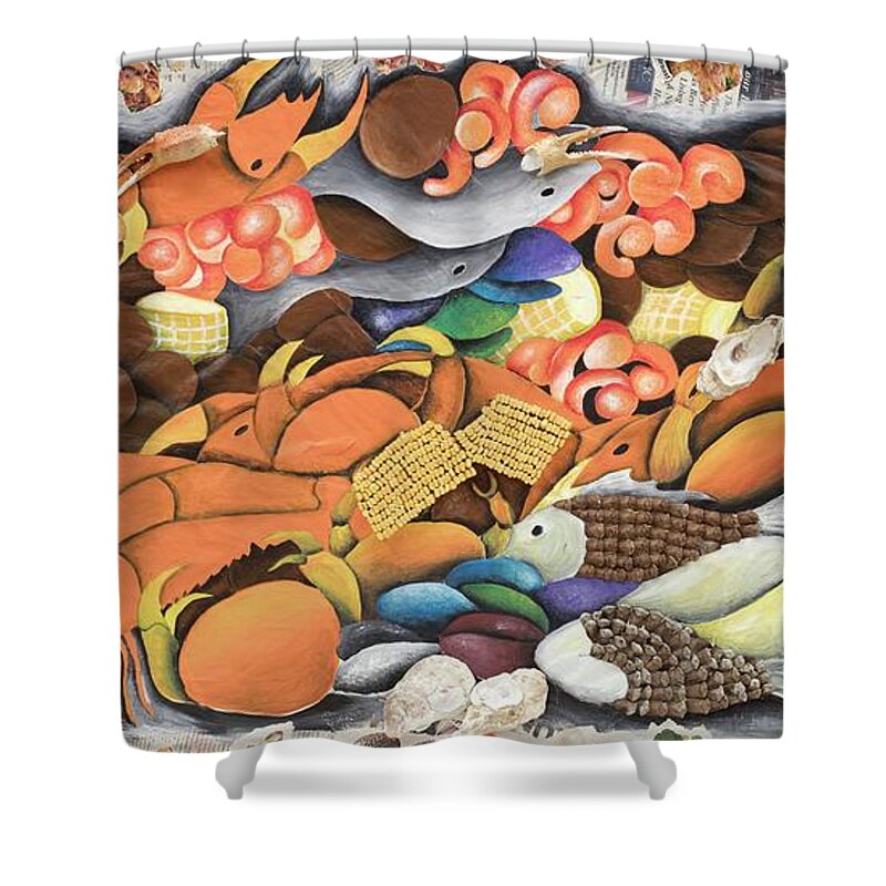 Sabree Shower Curtain featuring the painting You Can Have It All by Patricia Sabreee